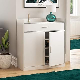 Vida Designs Dalby Modern Shoe Cabinet, 2 Door 1 Drawer, Hallway Cupboard Storage Organiser, Footwear Stand Rack, Wood Sideboard Unit, White