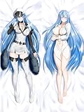 TUNNE Akame Ga Kill! Esdeath Dakimakura Anime Pillowcase Hugging Body Pillow Cover Case DIY Custom Double-Sided Print 59in X 20in