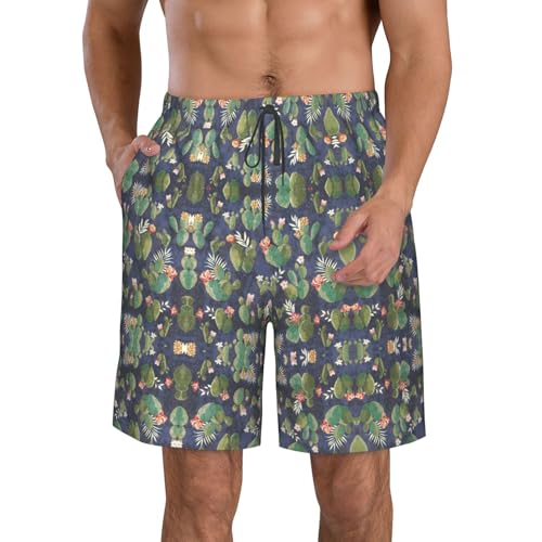 Pantalones cortos de playa CHAbu con cactus para hombre