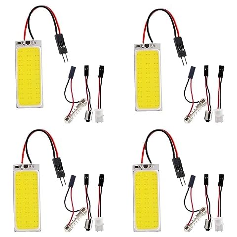 Everbright Led Dome Light Auto Car Reading Led Panel Dome Light Interior with T10 BA9S Festoon Adapters COB 36SMD White (Pack of 4) Cover