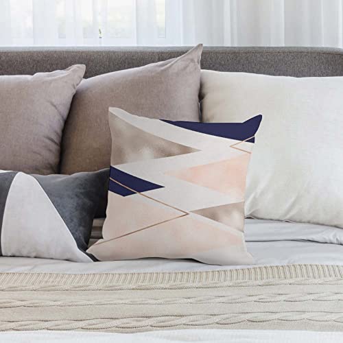 Rurals Rose Gold French Navy Geometric Decorative Pillow Covers Cozy Soft Throw Pillowcase Square Couch Cushion Cover For Home Decor Sofa Living Room Bed Car 18X18 Inch #TOP5