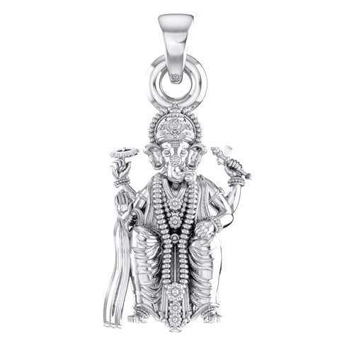 Pendentif Dieu Ganesh en argent sterling 925 ciselé main taille S