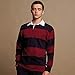 Front Row Sewn Stripe Long Sleeve Sports Rugby Polo Shirt (M) (Duck Egg/Navy)