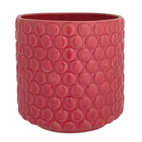 Nordring Ceramic Flower Pot Dotty - colorful Planter, Pot for plants sukkulents Size M (12,5 cm ø) Dia 5'' H 5'', Stoneware, red
