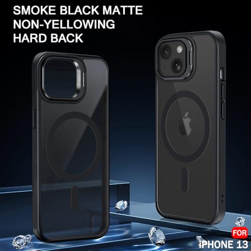 Image of TheGiftKart Hybrid Back Cover Case for iPhone 13 Compatible with MagSafe | Built-in Stand | Shockproof Hard Case Cover for iPhone 13 (PC & TPU, Frosted Matte Back, Black Sides)