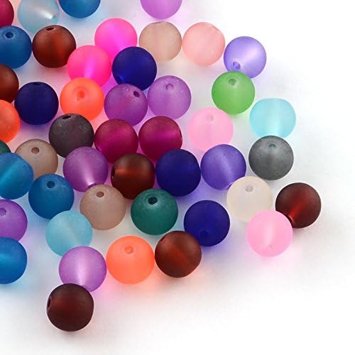 100 x 6mm Round Frosted Glass Beads, Multi-Colour, R73, Multicolored, 4 mm - Image 2