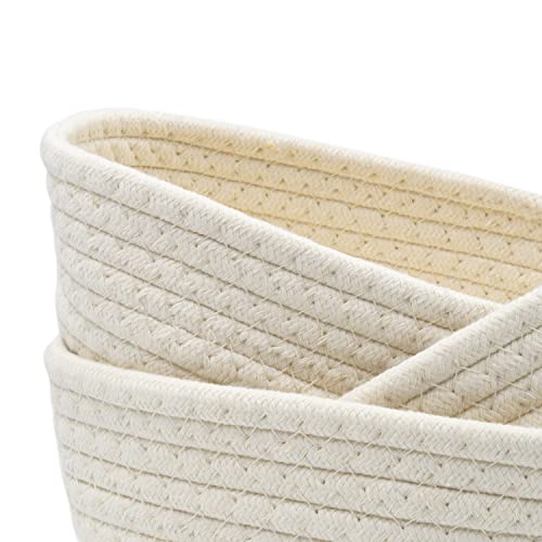 Anzirose Natural Cotton Rope Storage Baskets Multi-sized 3 pieces set Oval Organizer Bins for Home Decor Closet Toys Desktop Cosmetic Kid's Room Storage Nursery Bins - Image 4