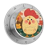 Temporizador mecánico de Cocina con diseño de Gallo y gallinas, 60 Minutos con Base magnética para reuniones, Cocina y Trabajo.