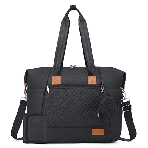 LOVEVOOK Diaper Bag Tote, Large Baby Tote Bag, Travel Diaper Tote for Mom and Dad with Changing Pad and First Aid Bag, Dark Gray