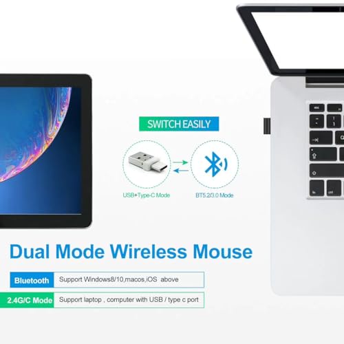 Image of KLO Rechargeable Bluetooth 5.2 /3.0 /Type-C /USB-2.4G Mouse for MacBook /MacBook air /Pro /iPad, Wireless Mouse for Laptop /Notebook /pc /iPad /Chromebook (2 /Pink)