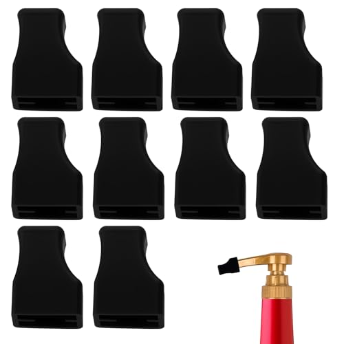 Coffee Syrups Pump Tip Covers - 10 pcs Black Rubber Pourer Cap, Portable Practical Pourer Cap, Reusable Syrups Pump Tip Caps for Coffee, Long Lotion Pumps, Oil & Liquor Bottles (Fits Most Dispensers)