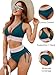 Blooming Jelly Womens High Waisted Bikini Sets Tummy Control Bathing Suit Two Piece Color Block Swimsuit (XL, Navy Blue)
