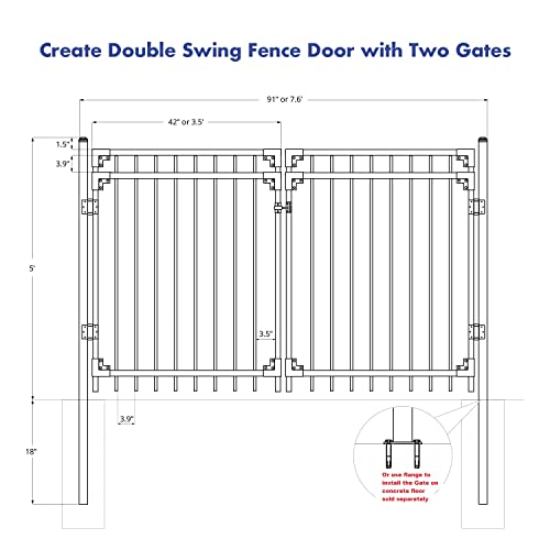 image for FENCESMART4U XCEL Fence: Black Steel Anti-Rust Gate, Flat End Top Pick
