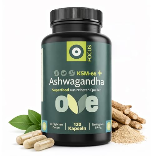 Ashwagandha KSM66 Wurzelextrakt mit Magnesium Zink und Vitamin B6 120 Vegane Kapseln Hochdosiert Bioqualität Stressbewältigung
