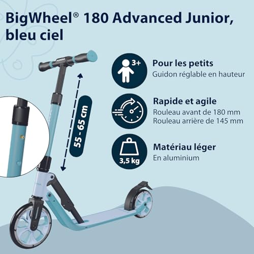 Trottinette HUDORA BigWheel 180 sécurisée et ajustable jusqu'à 60 kg - 2