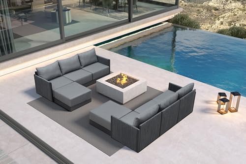 Image of PURPLE LEAF Outdoor Furniture Set 8-PC w /Ottoman Modular Aluminum, Gray
