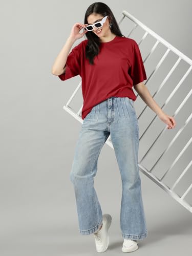 Image of RodZen Women's Cotton Blend Basic Oversized T-Shirt