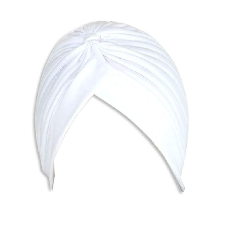 BISMAADH Readymade Knit Pleated Cap Head Wrap/Cover Bonnet Pagri Stretchable Polyester Turban