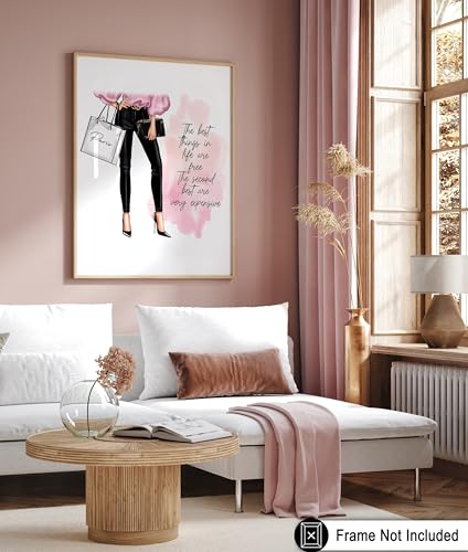 Image of Poster Master The Best Thing In Life Are Free Poster - Fashion Print - Trendy Art - Modern Art - Gift for Women & Fashionista - Funny Glamour Decor for Bedroom or Girl's Room - 11x14 UNFRAMED Wall Art
