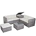 Produktbild Mendler Poly-Rattan-Garnitur HWC-D21, Balkon-/Garten-/Lounge-Set Sofa Sitzgruppe, Box Staufach - grau, Kissen Creme