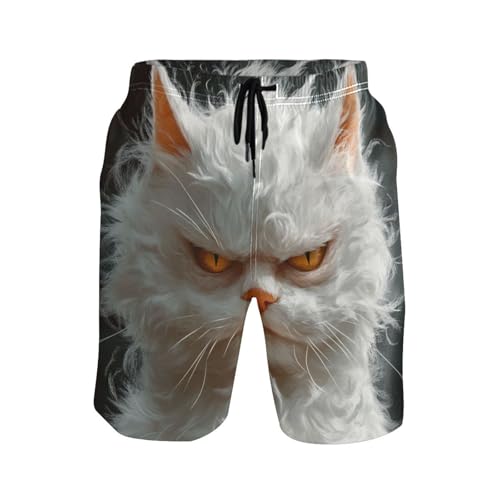 Short de bain respirant homme évitant les irritations motif chat angora turc