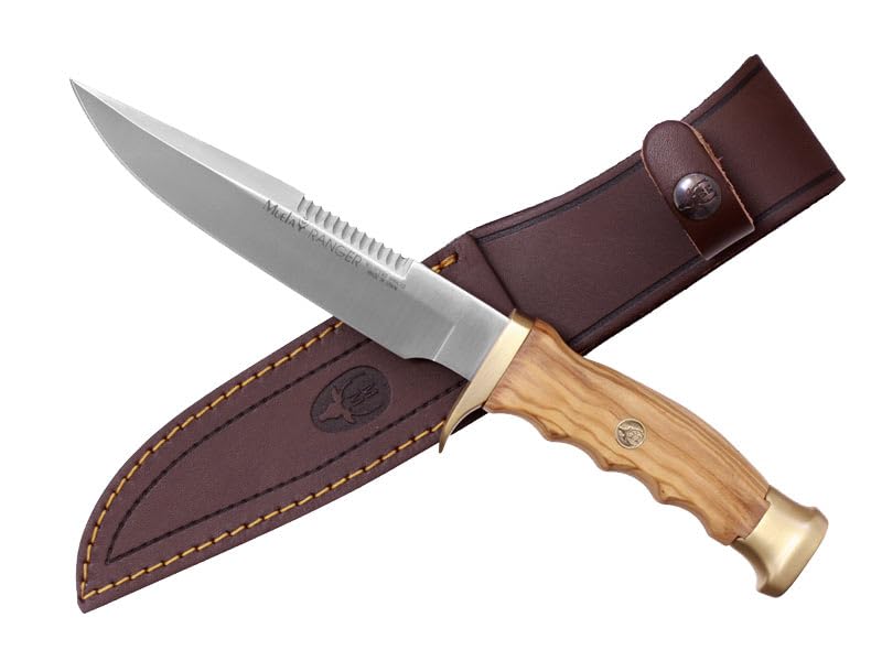 LO TRINCO YO Muela Cuchillo RANGER-14.OL hoja de acero MoVa de 14 cm y empuñadura madera de olivo para Caza, Pesca, Supervivencia y Bushcraft