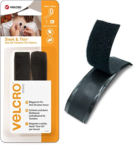 Velcro Sleek & Thin VEL-30183-WEU Taśma na Rzep, Czarny, 19mm x 60cm