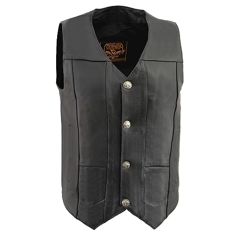 Milwaukee Leather LKM3700 Men's Plain Side Leather Vest with Buffalo Snaps (3X-Large)