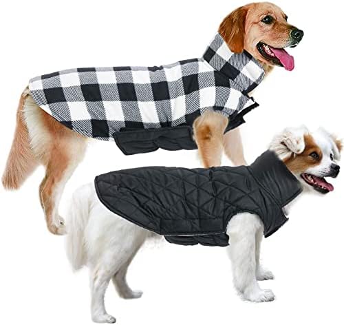 MIGOHI Dog Jackets for Winter Windproof Reversible Dog Coat for Cold Weather British Style Plaid Warm Dog Vest for Small Medium Large Dogs, Black M