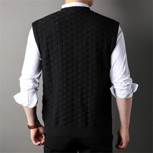 Dcvmvmn Men Retro Vintage Wool Knit Vest V Neck Tops Sleeveless Basic For Autumn Winter Sweater Pullover2