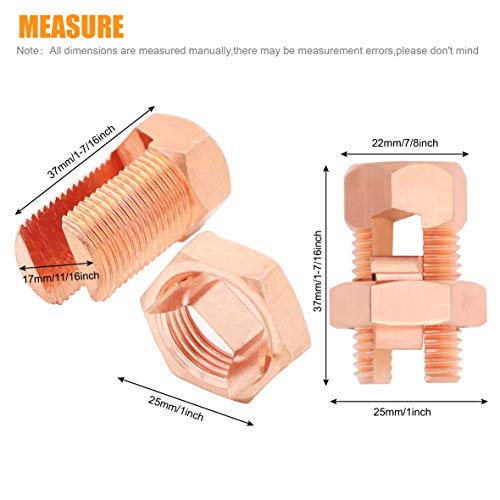 fuzbaxy10pcs solid copper split bolt connectorground wire clamp-6awg