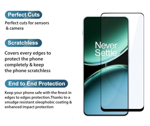 Image of Tempered Glass Screen Protector Compatible for OnePlus Nord 4 5G, Nord 3 5G with Edge to Edge Coverage and Easy Installation Kit, Pack of 1, Black