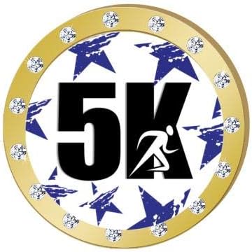 Crown Awards 5K Running Gold Rhinestone Pin, Gold Running Pins Prime