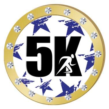 Crown Awards 5K Running Gold Rhinestone Pin, Gold Running Pins, 1 Pack Prime