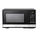 BLACK+DECKER Digital Microwave Oven with Turntable Push-Button Door, Child Safety Lock, Stainless Steel, 1.1 Cu Ft