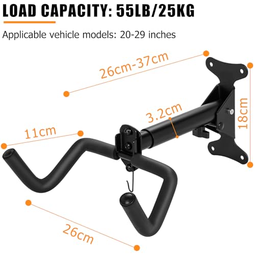 ITHWIU Bike Wall Mount, Adjustable Bicycle Hooks for Garage Storage, Horizontal Wall Mounted Hanger Rack for Road, Mountain & Hybrid Bikes (1-Pack) by ITHWIU - Image 2