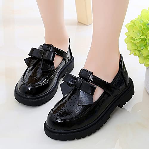 Girl Shoes Small Leather Shoes Single Shoes Children Dance Shoes Girls Performance Shoes Girl Shoes 8 Toddler (Black, 10-10.5 Years Big Kids)2