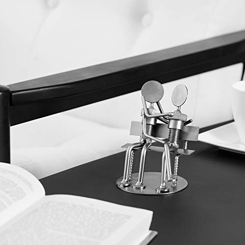 Novecrafto Recycled Nut And Bolt Romantic Sculpture Sweethearts' 5'' Tall Iron Gifts For 6Th Anniversary Romantic Statue Figurine Made From Recycled Auto Parts Steel Sculpture Present For Him And Her #TOP3