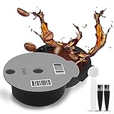 Nachfüllbar Kaffee Kapsel, Wiederverwendbarer Kaffeefilter,mit Slicone Deckel Kaffeelöffel und 2 Bürsten für Bosch Tassimo Kaffeemaschinenzubehör (Braun 60ml)