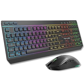THE G-LAB Combo TUNGSTEN - Tastiera e Mouse Wireless Tripla Connessione 2.4GHz / Bluetooth / USB - Tastiera Gaming ITALIANA, RGB e Macro Custom - Mouse Gaming Wireless 6400 DPI - PC / PS4 / PS5 / XBOX