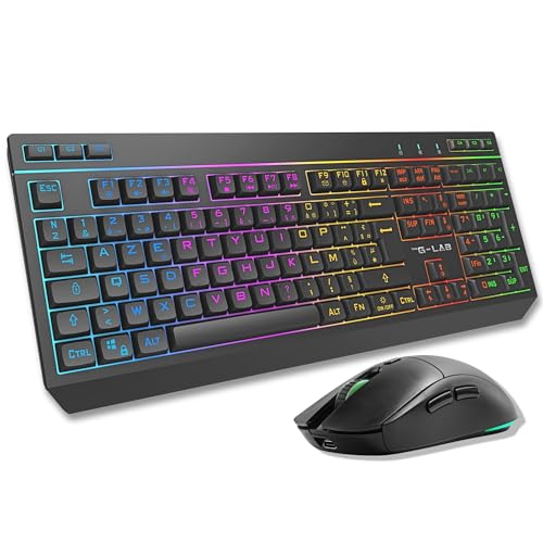 Combo TUNGSTEN - Tastiera e Mouse Wireless Tripla Connessione 2.4GHz / Bluetooth / USB - Tastiera Gaming ITALIANA, RGB e Macro Custom - Mouse Gaming Wireless 6400 DPI - PC / PS4 / PS5 / XBOX