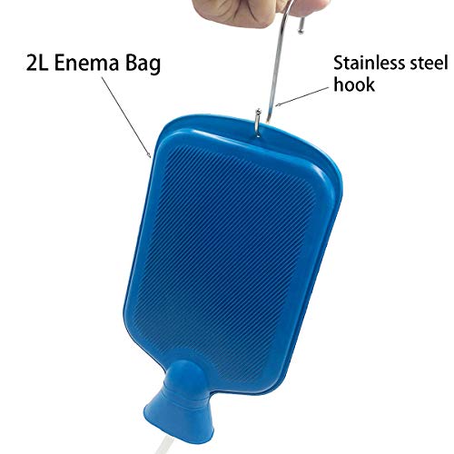 Image of Smokitcen Enema Kit - 2L Enema Bag- 5.0ft. Long Silicone Hose - 5 Multi-Size Reusable Tips - Controlled Water Flow - for Colon Detox Cleanse Enemas (Pack of 2)