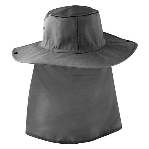 Chapéu Australiano Pescador Unisex Com Capuz Proteção Solar De Nuca (Cinza, Único)