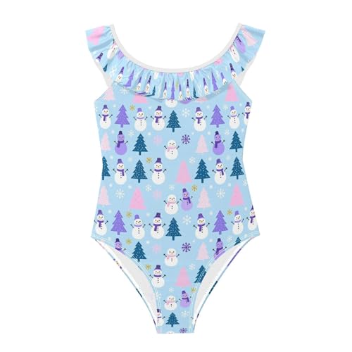 Maillot de bain volants filles bonhomme de neige piscine