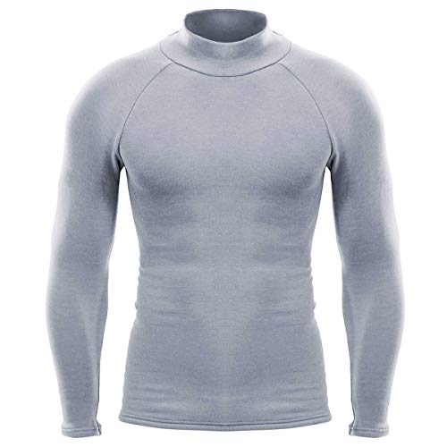 ZEROFIT Men\'s Heat Rub Ultimate Mock Neck Baselayer - Grey - XL
