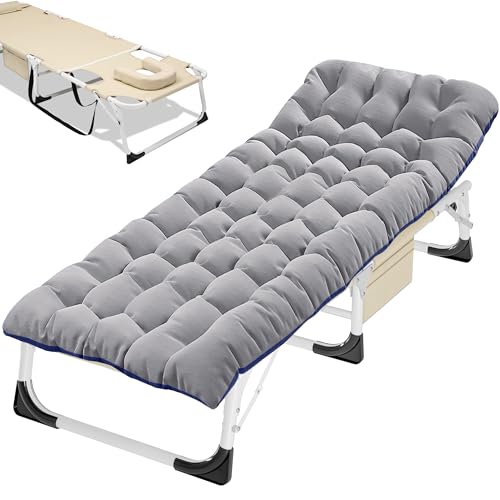 Image of ABORON Camping Cot for Adult Extra Wide, Heavy-Duty 1200D Oxford Cot for Sleeping, Portable Folding Camp Bed with Mat