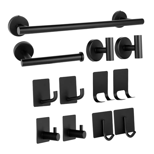 12-Piece Bathroom Hardware Set,Towel Bar Towel Racks for Bathroom,Black Towel Rack Bathroom Towel,Holder Set Bathroom Towel Holder Towel Rack Wall Mounted 304 Stainless Steel