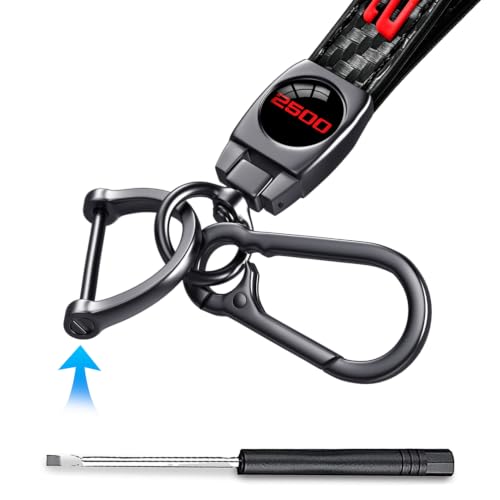 Image of 2500 Car Keychain, Premium Metal Key Ring & Black Carbon Fiber Leather, Anti-Scratch Anti-Drop Compatible with Dodge Charger Challenger Durango RAM, Red 2500 Emblem