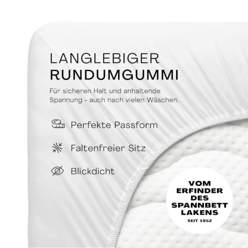 schlafgut Casual Spannbettlaken 140x200 cm 100% Bio-Baumwolle, Full-White – Ansicht 3