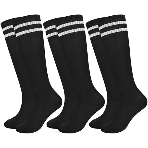 KOOOGEAR - KOOOGEAR 3 Pairs Kids Football Socks Breathable Soccer Socks Boy Youth Junior Long Sports Trainer Sock for Hockey Football Rugby 5-12 Years (UK, Age, 9 Years, 12 Years, Regular, Black/Black/Black) - -30%